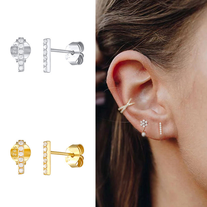 S925 Sterling Silver Single Row Ball Stud Earrings