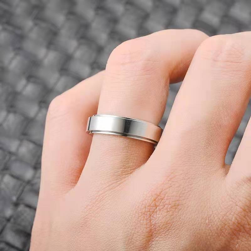 Titanium Steel Glossy Rotatable Lettering Ring