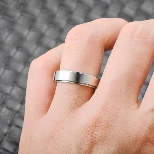Titanium Steel Glossy Rotatable Lettering Ring