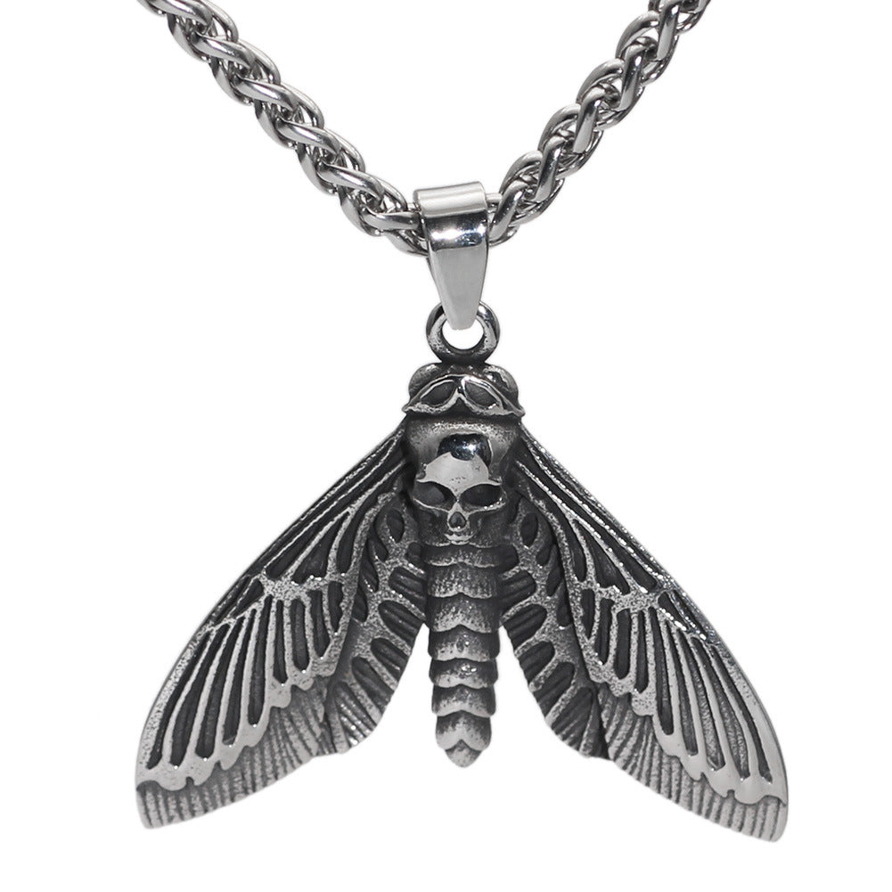 Stainless Steel Chain Skull Butterfly Wings Retro