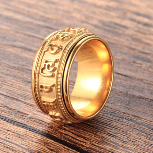 Retro Rotating Six-character Mantra Ring