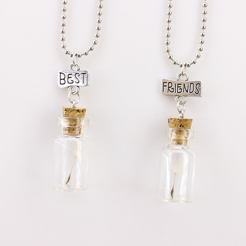 Wishing Bottle Dandelion Seed Good Friend Friendship Necklace