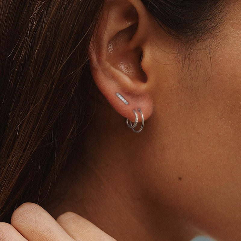 S925 Sterling Silver Single Row Ball Stud Earrings