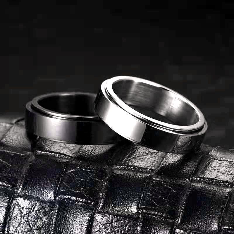 Titanium Steel Glossy Rotatable Lettering Ring