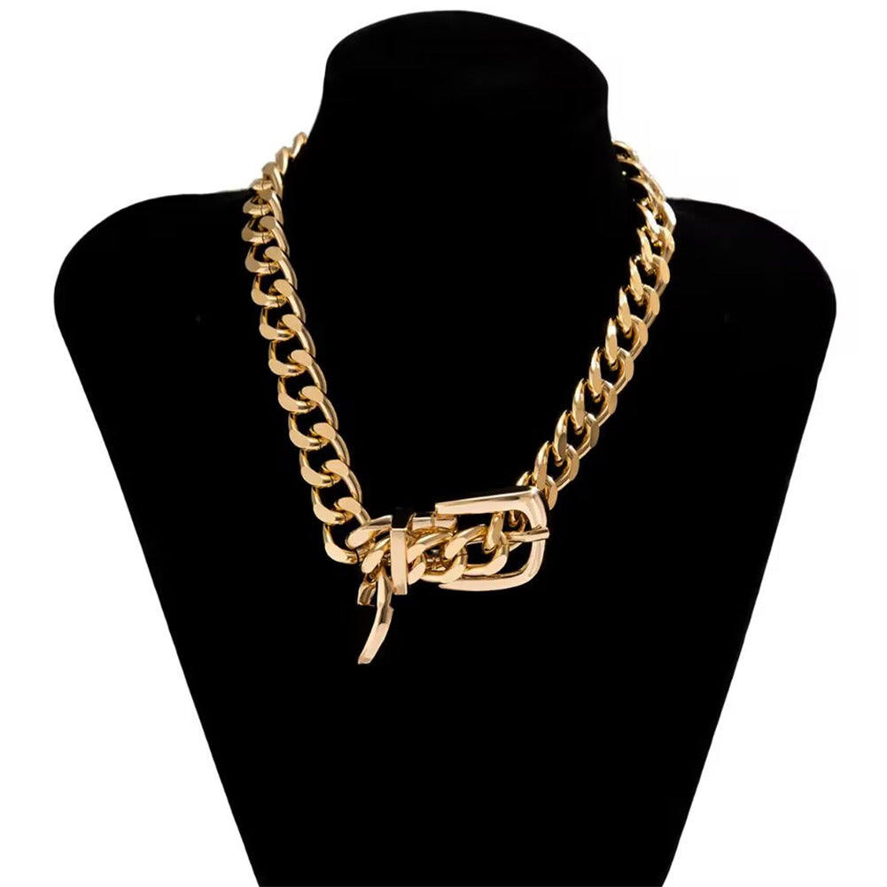 Belt Buckle Necklace Retro Exaggerated