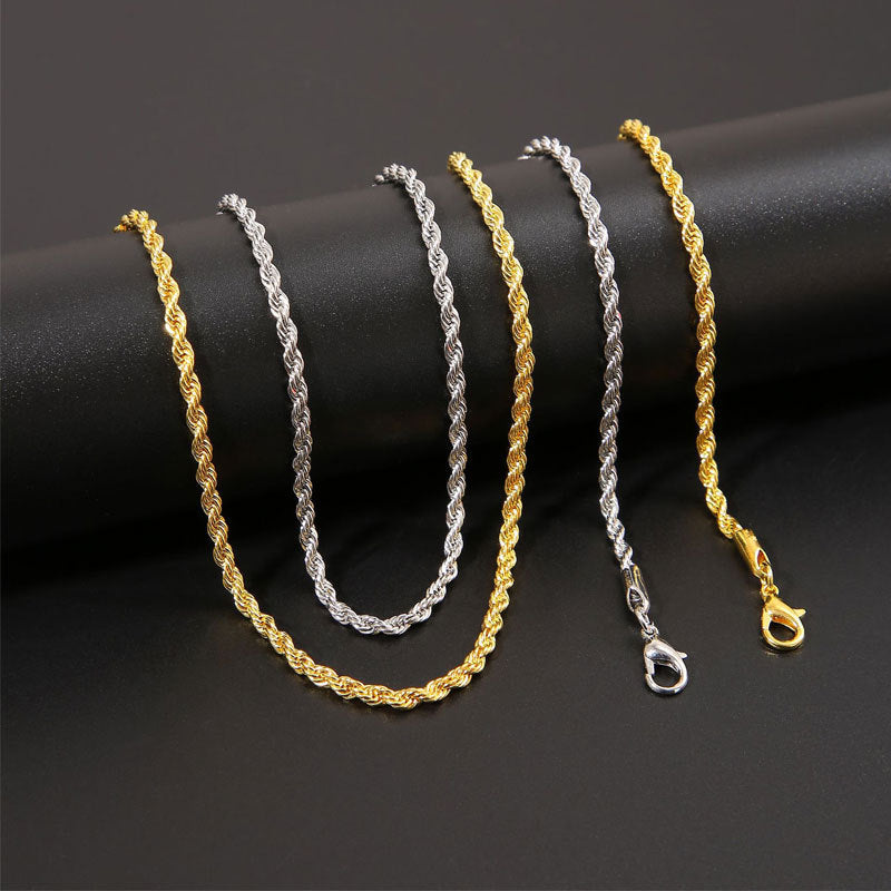 Hemp Flowers Chain Hip Hop Male Twisted String Chain Necklace