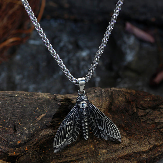 Stainless Steel Chain Skull Butterfly Wings Retro