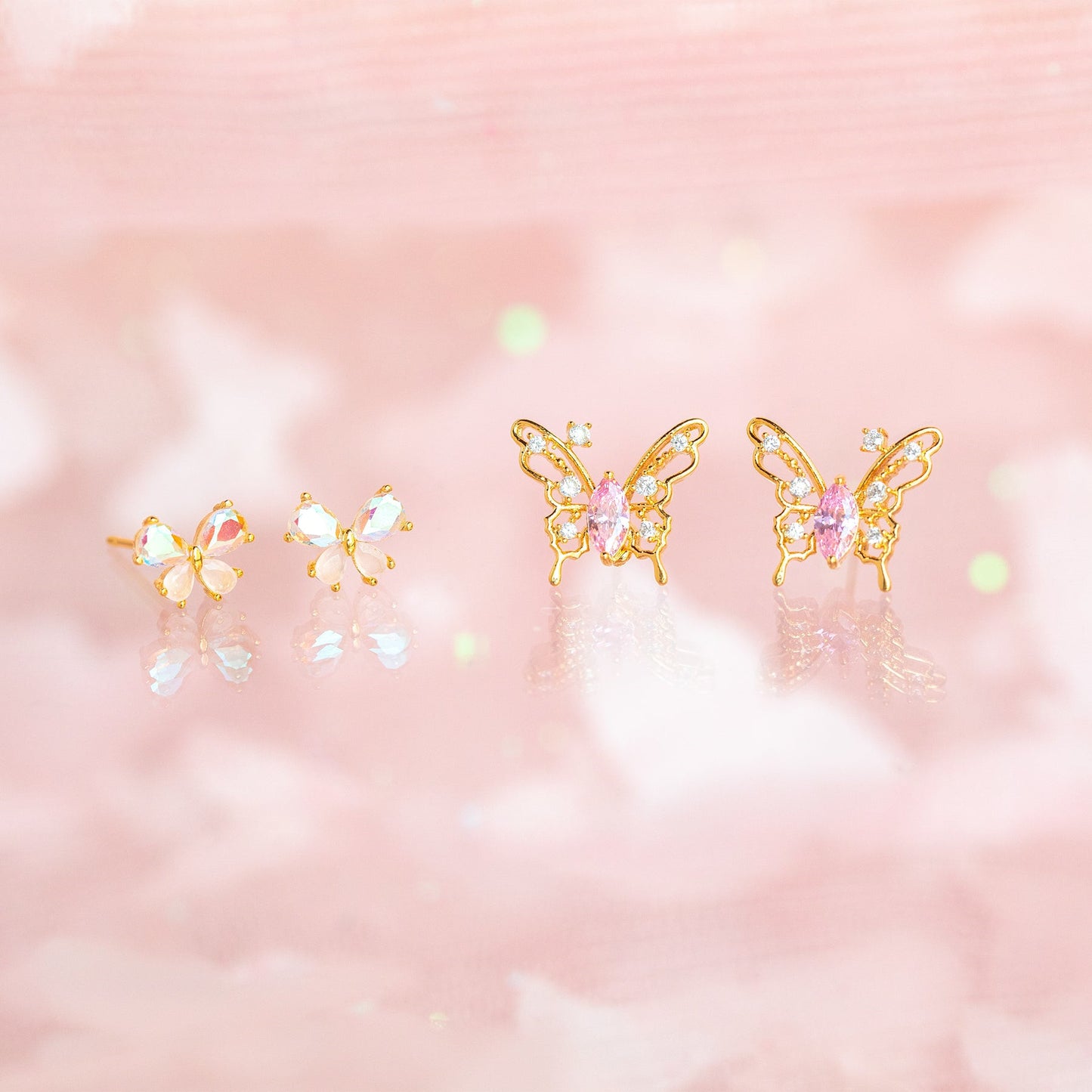 Hollow Out Butterfly Studs Micro Inlaid Zircon Sterling Silver