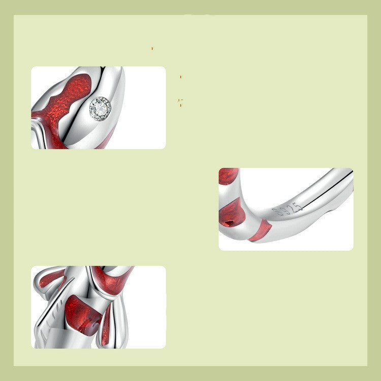S925 Sterling Silver Red Lucky Koi Ring