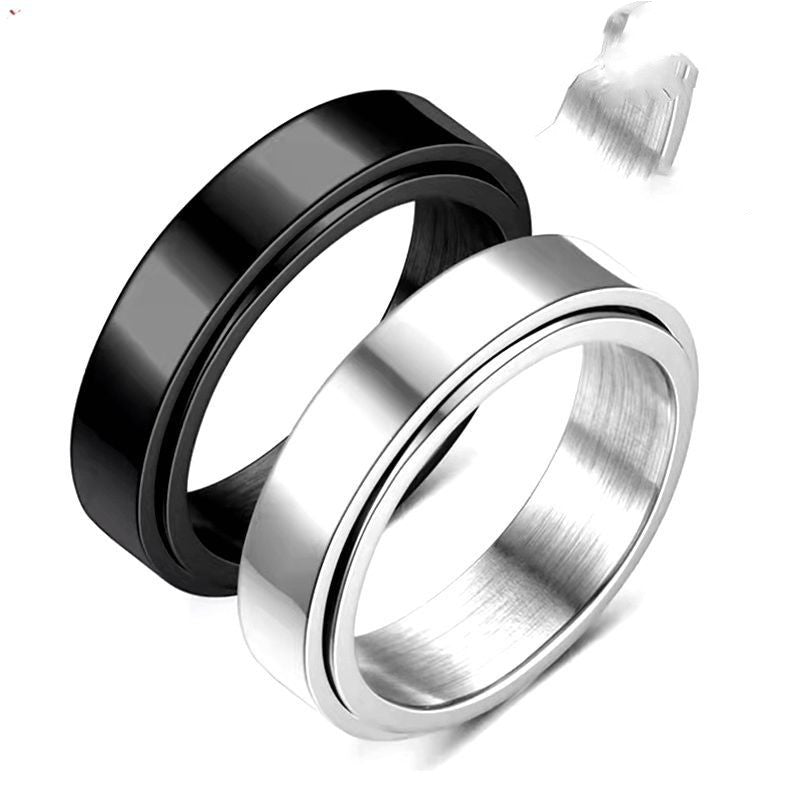 Titanium Steel Glossy Rotatable Lettering Ring