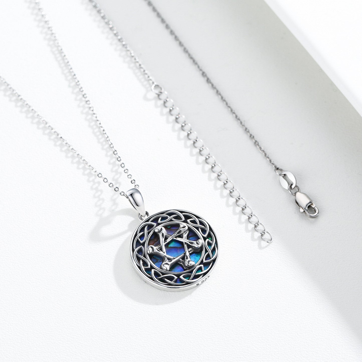 Celtic Knot Necklace 925 Sterling Silver Abalone Star of David Pendant Necklace for Women Jewish Amulet Jewellery Accessory