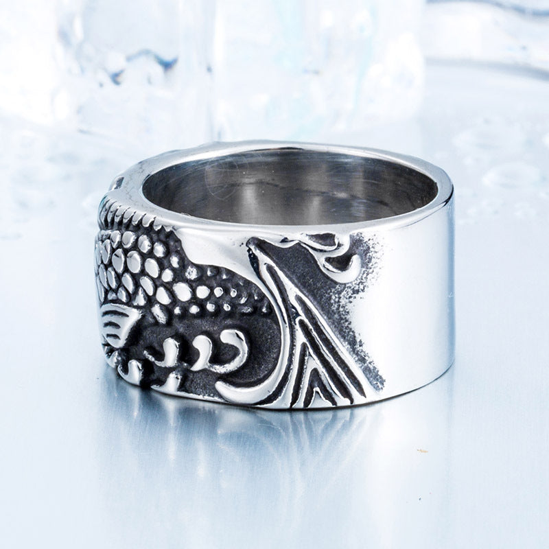 Ring Embossed Exquisite Pisces Stainless Steel