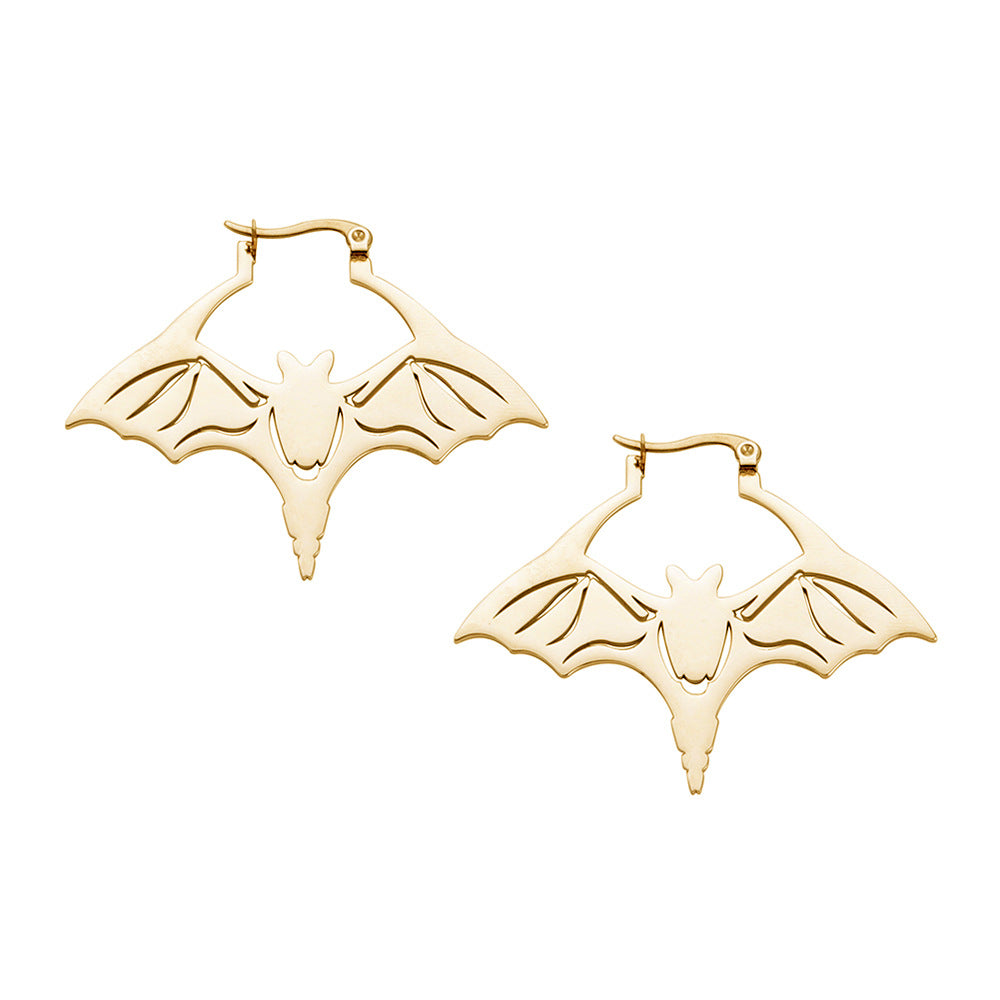 Titanium Steel Cut Bat Earrings