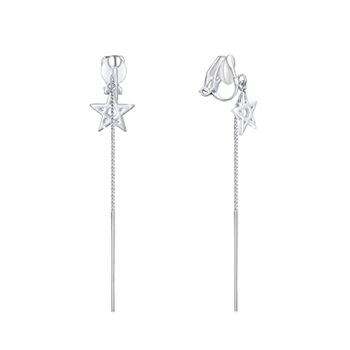 Star Chain Tassel Earrings, Earrings for Women Girls, Earrings No Piercing, Long Tassel S925 Sterling Silver Earrings