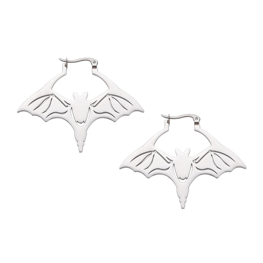 Titanium Steel Cut Bat Earrings