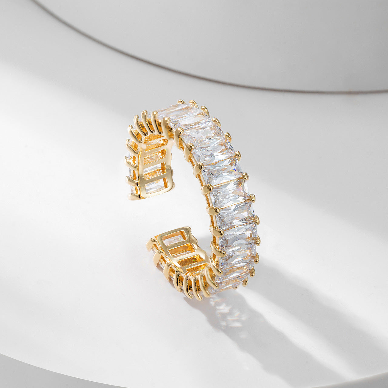 Square Zirconium Ring Female Cold Style