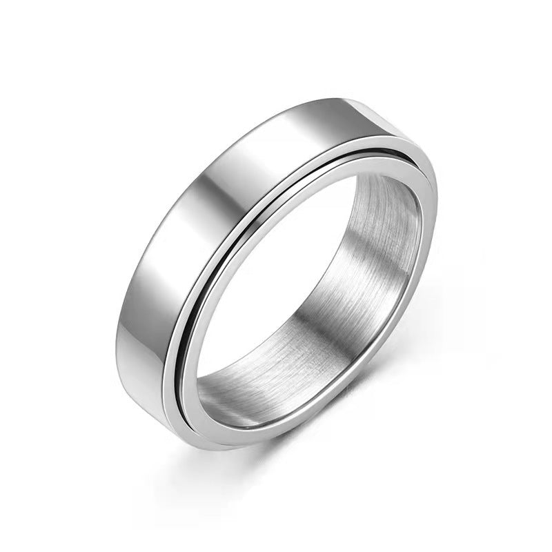 Titanium Steel Glossy Rotatable Lettering Ring