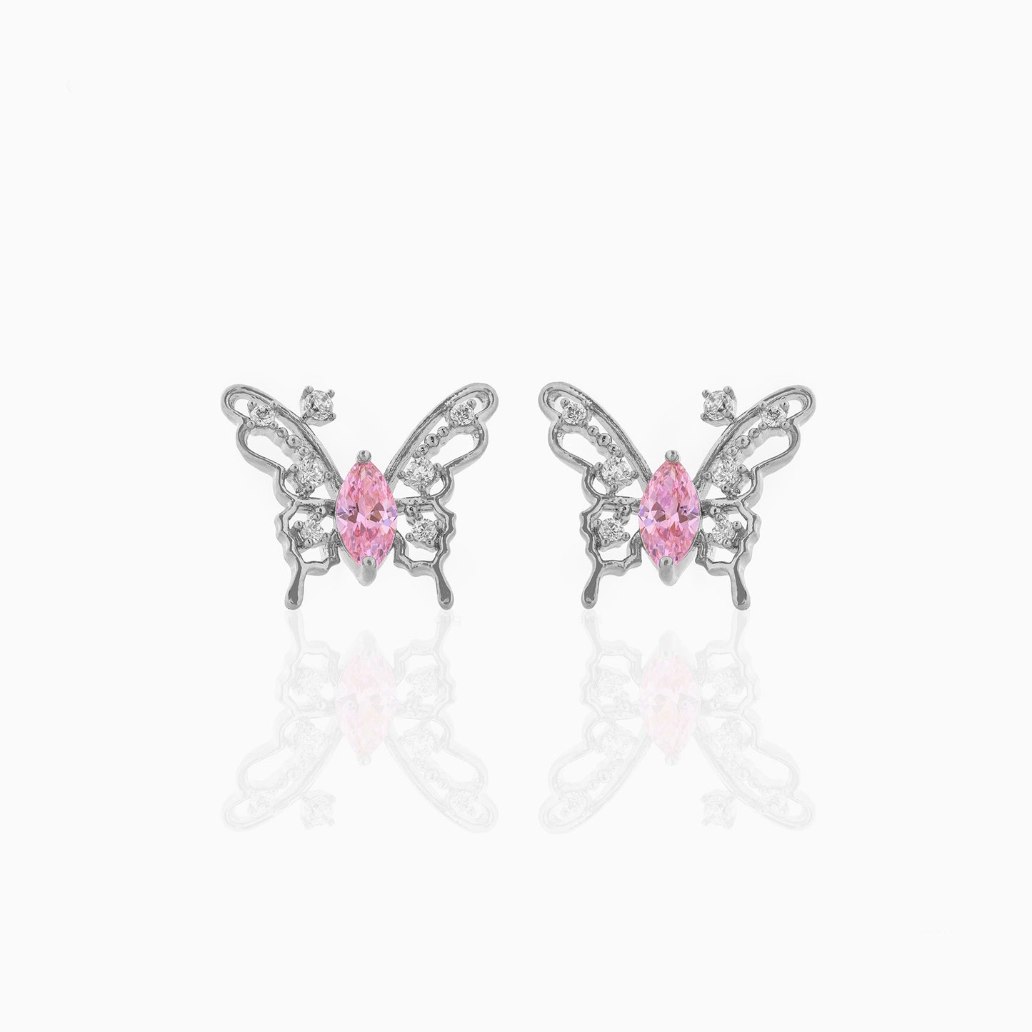 Hollow Out Butterfly Studs Micro Inlaid Zircon Sterling Silver
