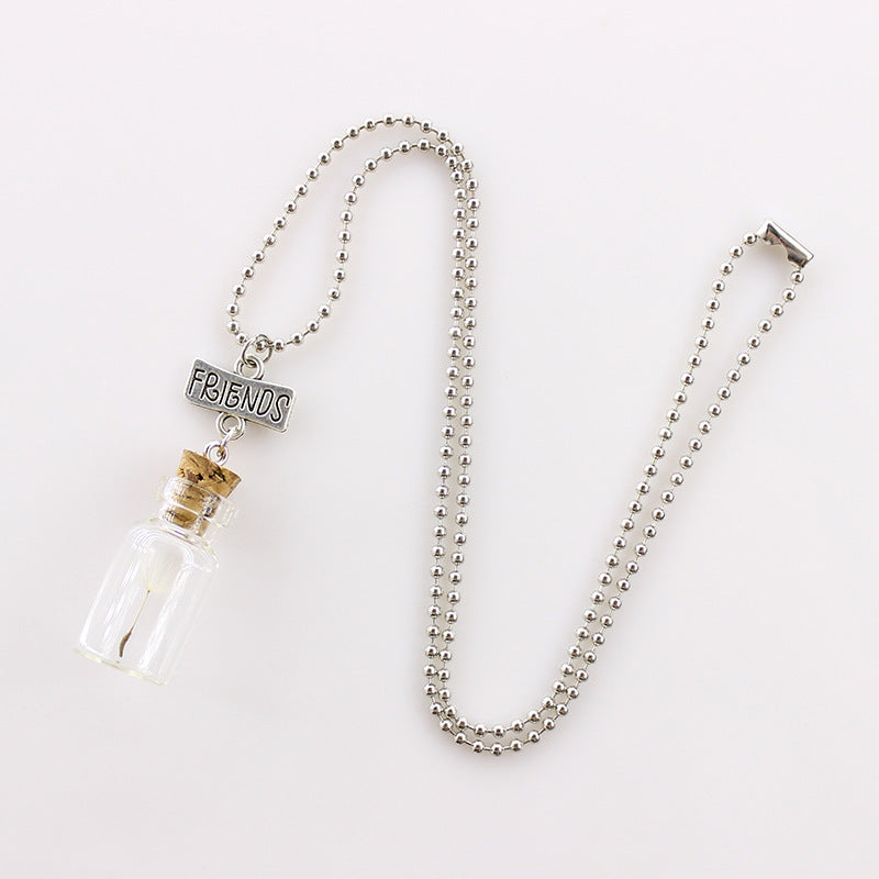 Wishing Bottle Dandelion Seed Good Friend Friendship Necklace