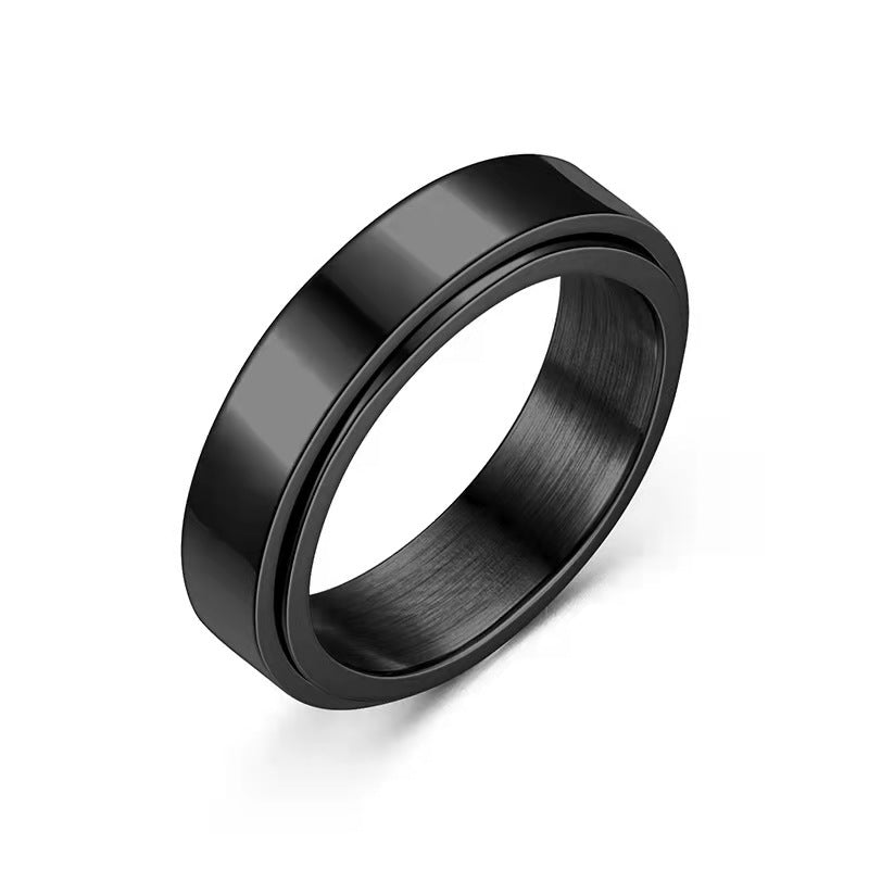 Titanium Steel Glossy Rotatable Lettering Ring
