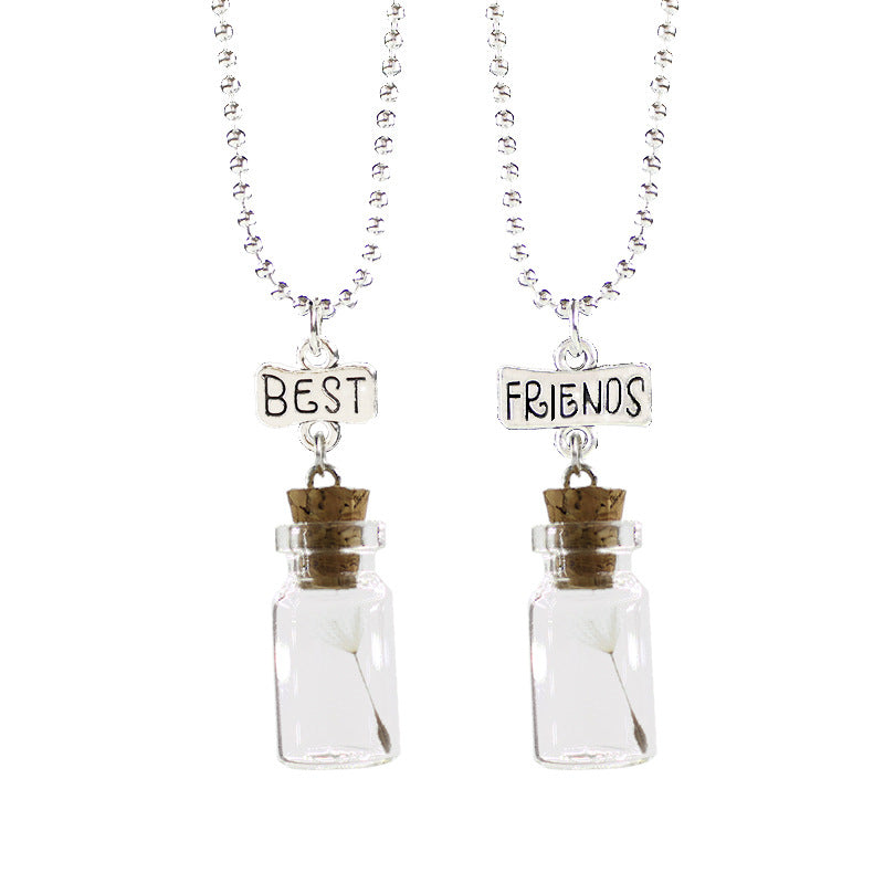 Wishing Bottle Dandelion Seed Good Friend Friendship Necklace