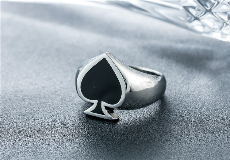 Magician Playing Cards Spade Men's Titanium Steel Ring