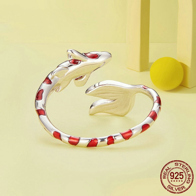 S925 Sterling Silver Red Lucky Koi Ring