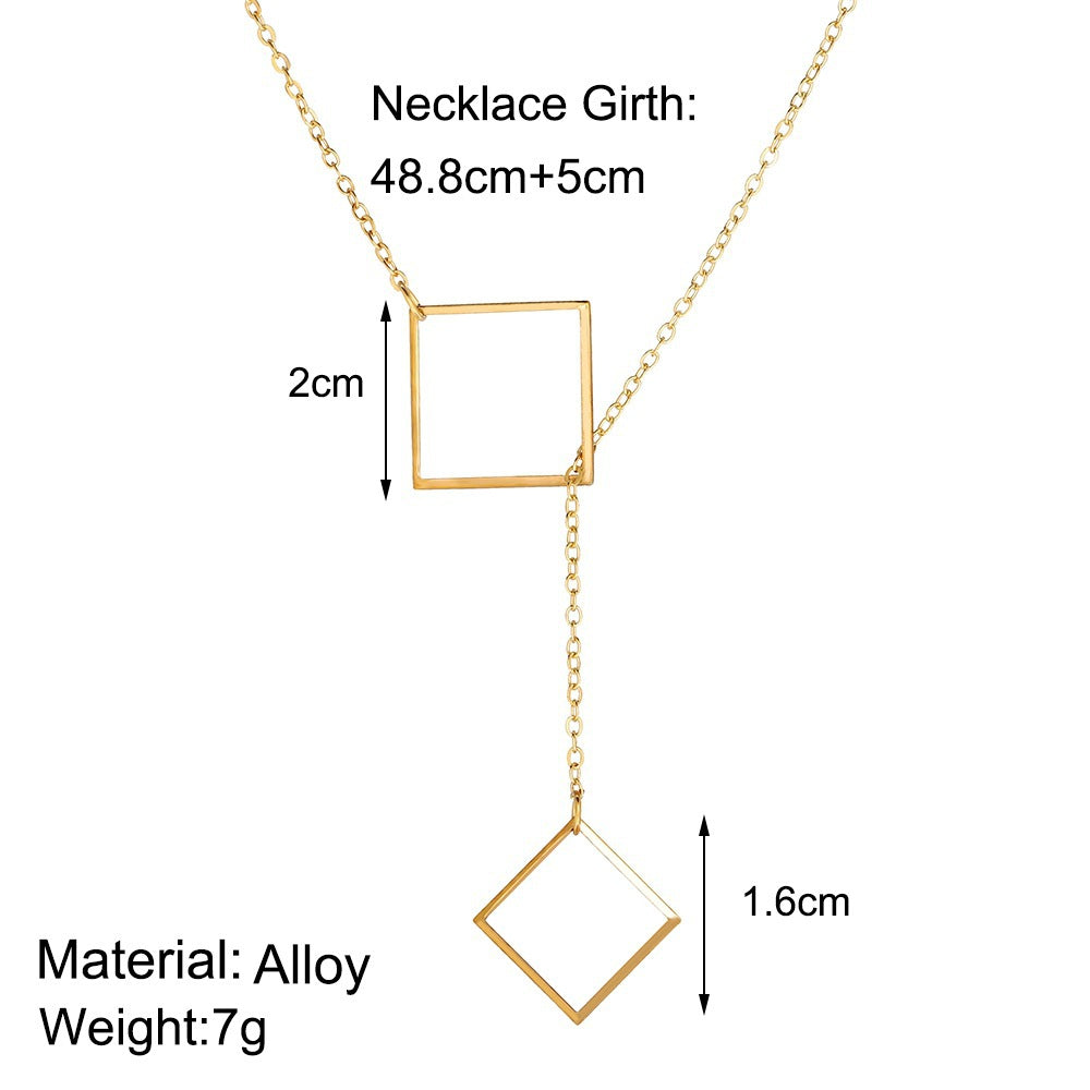 Creative Retro Simple Geometric Square Necklace