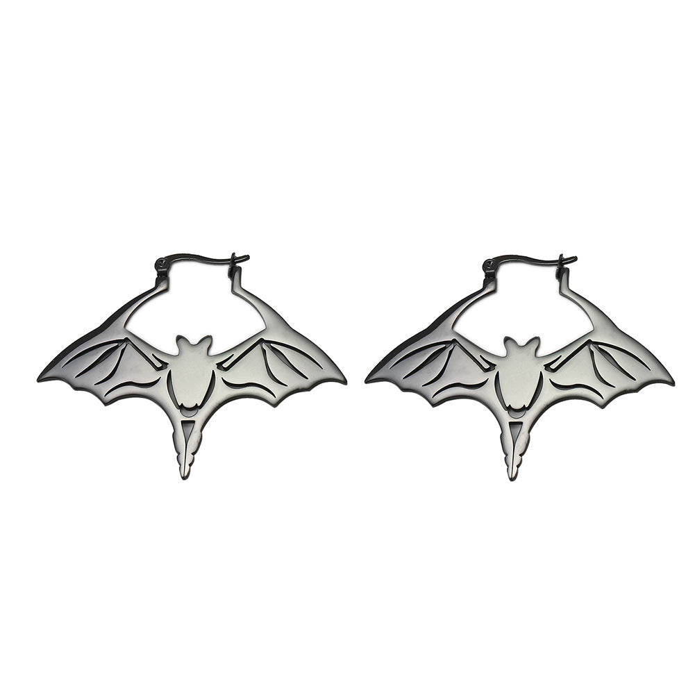Titanium Steel Cut Bat Earrings