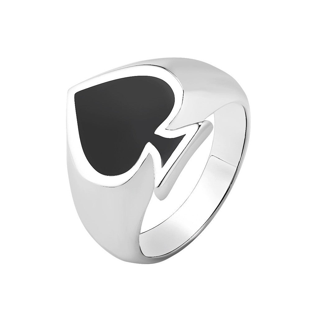 Magician Playing Cards Spade Men's Titanium Steel Ring