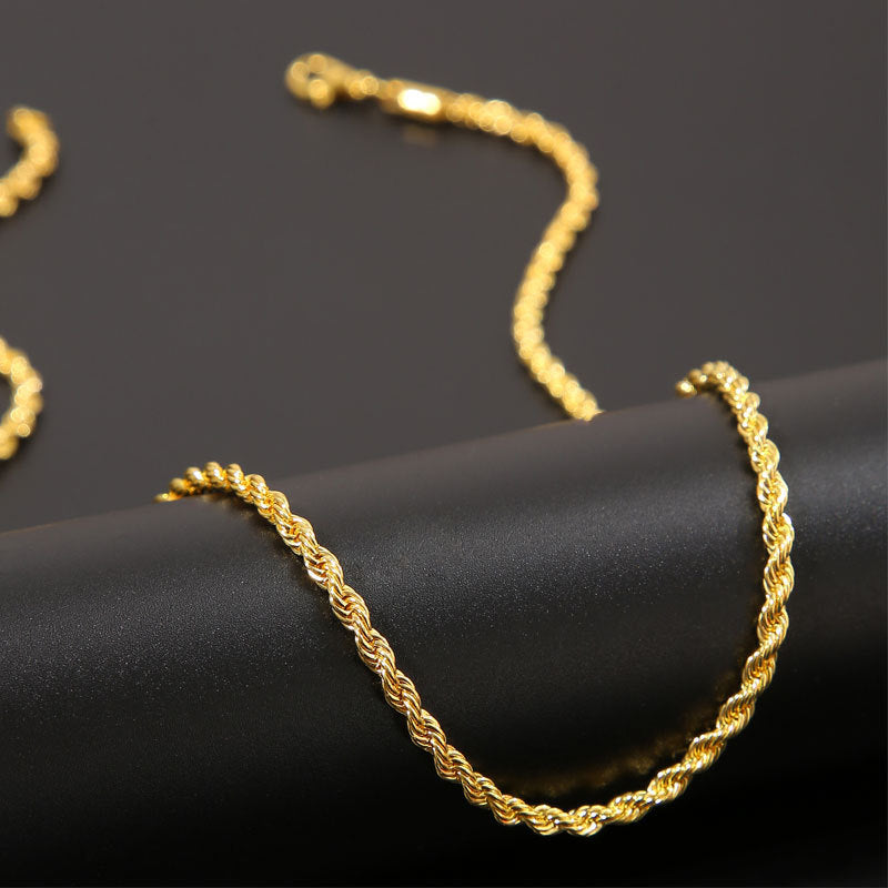 Hemp Flowers Chain Hip Hop Male Twisted String Chain Necklace