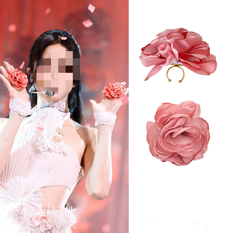 Big Flower Ring Women Open Dance Props Accessories