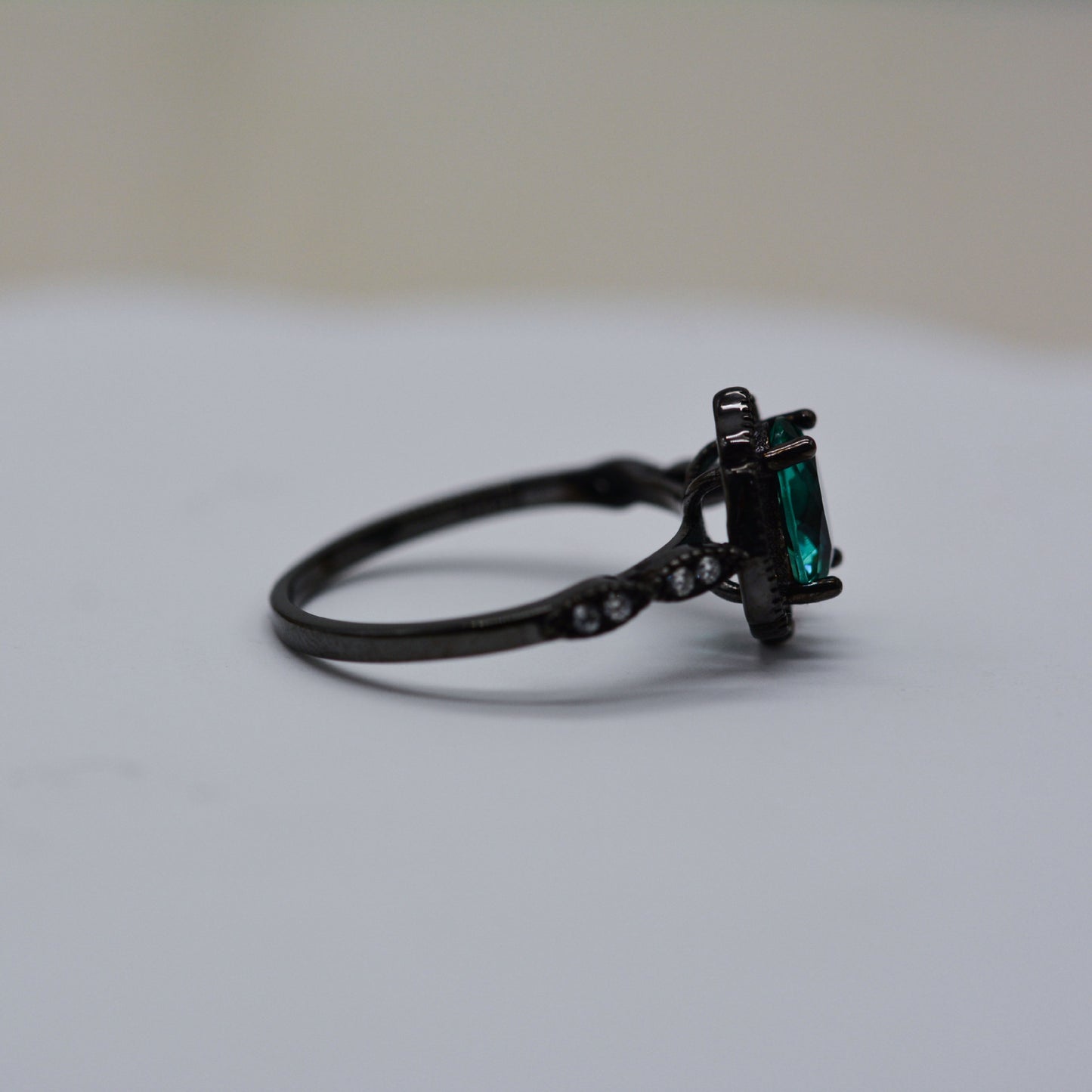 S925 Sterling Silver Black Gold Palaiba Glass Oval Ring