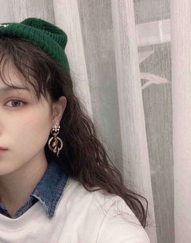 Retro Earrings Exaggerate The Temperament Of Court Snake Print