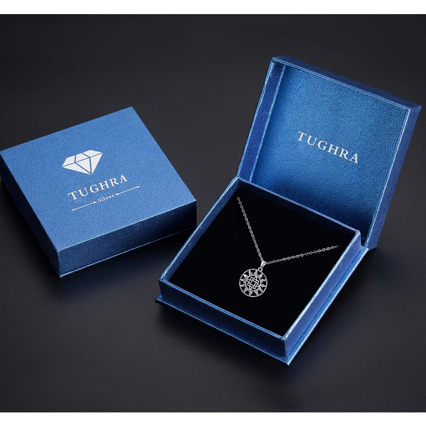 Celtic Knot Sun Silver Necklace Viking Celtic Trinity Knot Sun 925 Sterling Silver Pendant, Triquetra Amulet Protection Necklace