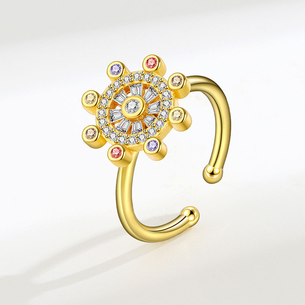 Sterling Silver Rotating Ring Female Star Plate