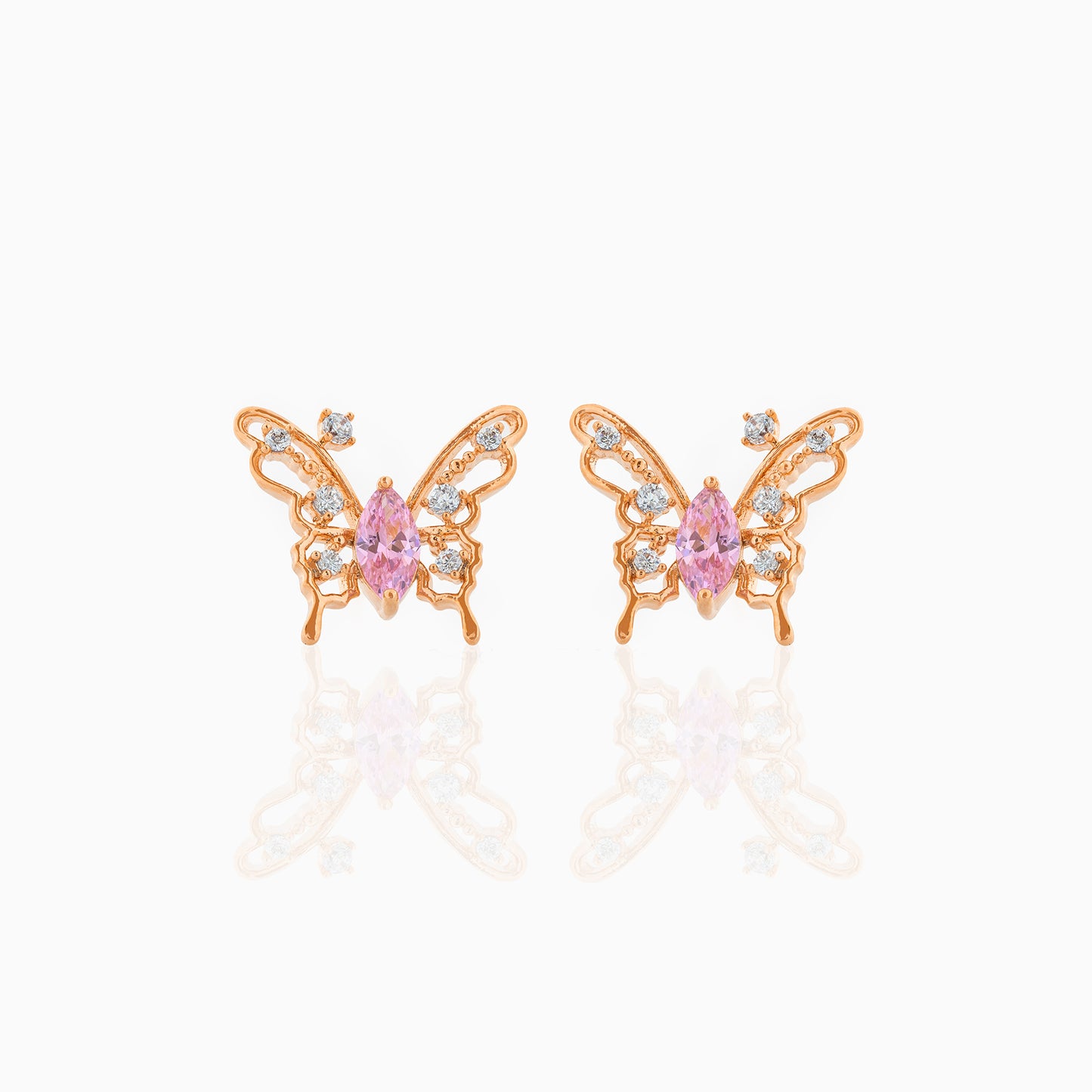 Hollow Out Butterfly Studs Micro Inlaid Zircon Sterling Silver