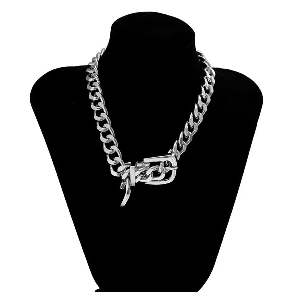 Belt Buckle Necklace Retro Exaggerated