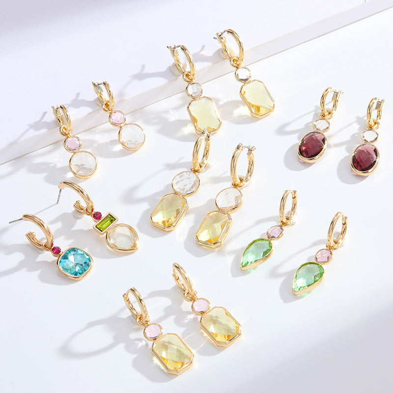 Cut Crystal Covered Gold Plated Earrings