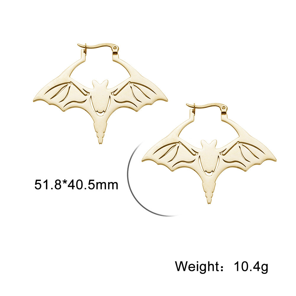 Titanium Steel Cut Bat Earrings